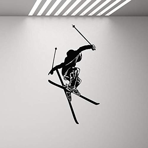NSRJDSYT Ski Wandtattoo Skifahrer Ski Gym Dekor Winterspiele Skifahren Wandaufkleber Fitness Sport Poster Vinyl Home Schlafzimmer Dekor 57x30cm