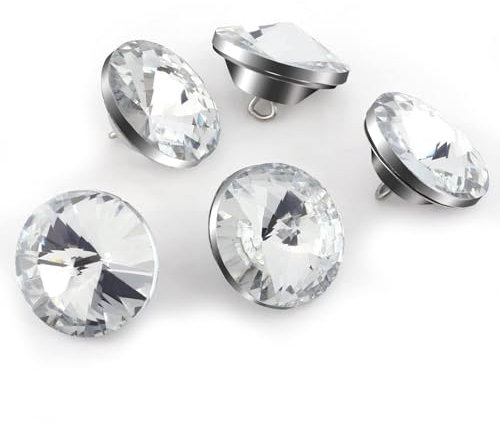 50 PCS Strass Kristallknöpfe Klare Tuftingknöpfe Polsterknöpfe mit Metallschlaufenknöpfen für getuftetes Kopfteil Sofa DIY Crafts Dekoration (20MM/25MM)(20mm)