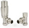 Hot Flow Satin Nickel Angled Modern TRV Thermostatic Radiator Valve (Pair) Includes Angled TRV Body & One Lock Shield for Quick & Easy Temperature Control. Perfect for Energy Saving.