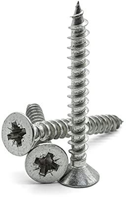 Hippo Hardware No.8 (4mm X 50mm) Pozi Countersunk Fully Threaded Chipboard Wood Screws A2 Stainless Steel (Pack of 20)