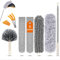 Feather Duster, Microfiber Duster with Telescoping Extension Pole, Detachable & Bendable Reusable Duster (White)
