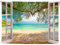 izielad Fenster Meer Strand Baum Landschaft Wandbehang Tapisserie 180X230CM 70.8X90.5IN