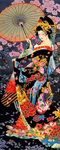 A.Monamour Türtapete Selbstklebend Türfolie Türposter 3D Japanische Geisha Im Ölgemälde Stil Vinyl Folie Türdeko Tapete Wandbild Türaufkleber Türtattoo 90 x 200 cm