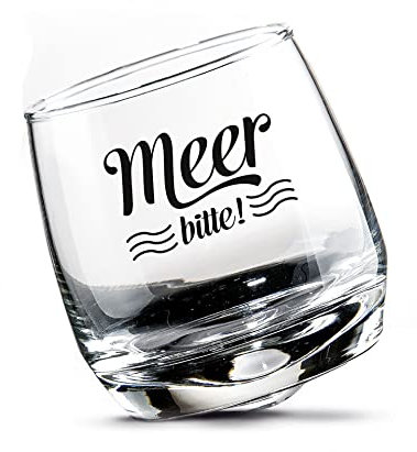 Seaside No.64 - Wackelglas/Whiskeyglas/Schwenkglas/Rumglas - 2er Set Geschenkbox - Party Sturmglas für den gemütlich Abend mit maritimen Aufdruck - Spülmaschinenfest (Meer bitte!)