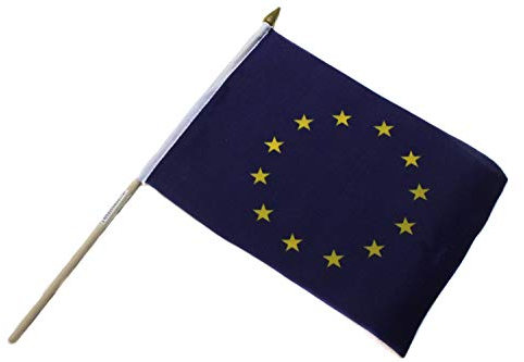 Fahne Flagge 21x16cm mit 30 cm Holzstab Handfahne Stockflagge Banner Fan (Europa)