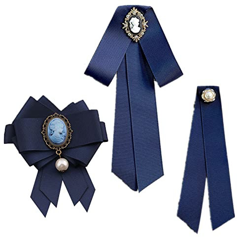 JinYu 3 Stück Bowknot Strassband Schleife Brosche vorgebundene Fliege für Frauen Krawatte Hochzeit Party Weihnachtsgeschenke Zeremonie (Blau)