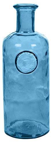 URBNLIVING Large Tall Recycled Coloured Glass Vase Flowers Centre Piece Home Decor (33cm, Blue)