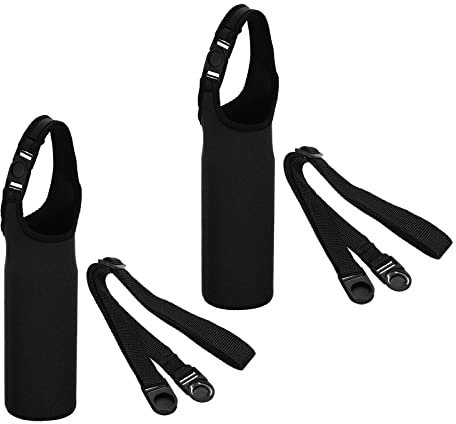 PATIKIL 67mmx185mm Water Bottle Sling Bag, 2 Pack Neoprene Portable Insulated Bottle Holder Carrier with Removable Adjustable Shoulder Strap, Black