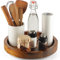 TIDITA 10 Acacia Lazy Susan Organizer for Cabinet - Wood Lazy Susans Turntable for Countertop - Wooden Kitchen Turntable Storage Food Bin Container for Table; Spices, Fridge, Pantry (10 Inch Acacia)