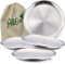 AllEco® Set di 4 piatti da campeggio in acciaio inox, Ø 26 cm, set di stoviglie da picnic e campeggio, per 4 persone, in acciaio inox, accessori per esterni, sostenibili e senza plastica (4 piatti