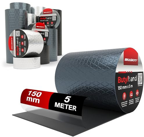 Wasserdichtes Klebeband Butylband I 150mm*5m Anthrazit hochwertig selbstklebend mit Aluminiumfolie I Butyl-Tape alterungsbeständig korrosionsbeständig UV-beständig