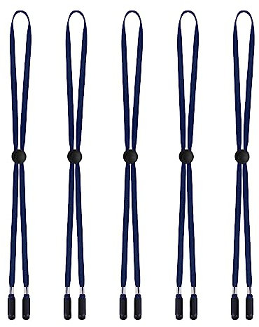 Sucrain 5 Stück verstellbare Hutgurt-Clips für Mützen, Kinnschnur für Golf, Angeln, Bootfahren, Tiefes Blau, 1-8