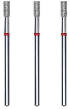 STALEKS PRO set 3 fresas de diamante para uñas, 6x2.5 mm. Forma de cilindro (Grano Fino)