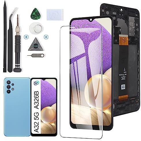 RongZy Pantalla para Samsung Galaxy A32 5G A326B Pantalla Táctil LCD Kit de Pantalla Herramientas de la Pantalla de Montaje del Teléfono(6.50'',con Marco,No 4G)