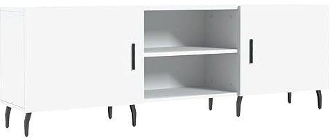 vidaXL TV Schrank, Fernsehschrank mit Eisenbeinen, Fernsehtisch für Wohnzimmer, Lowboard Sideboard TV Ständer TV Gerät, Weiß Holzwerkstoff