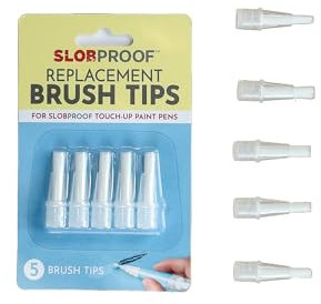 Slobproof Lot de 5 pointes pinceaux de rechange pour stylos de retouche rechargeables pour murs, travaux de retouche, outil de retouche pour seringue de peinture avec pointe pinceau