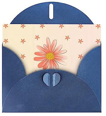 BROLEO Blaue Cartoon-Chrysanthemen-Drucke, Perlglanz-Papier, Urlaubskarten: Geeignet als Einladungskarten für Weihnachtsfeiern