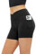 Glacspyg Radlerhose Damen mit Tasche Kurze Sporthose V-Taille High Waist Gym Shorts Kurze Leggings für Yoga Gym Fitness Laufen Schwarz S