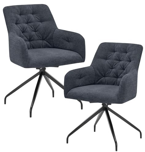 Set one by Musterring Esszimmerstühle 'Seattle' 2er-Set, 360° drehbar, Polsterstuhl mit Arm- & Rückenlehne, Küchenstuhl mit gepolsterter Sitzfläche, anthrazit