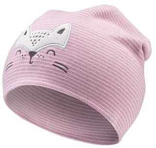 Sterntaler Beanie Bedruckt mit Fuchs für Mädchen - Baby und Kinder Mütze für Herbst und Winter - aus Sweat-Stoff - blasslila, 45