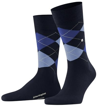 Burlington Herren Socken Edinburgh M SO Wolle gemustert 1 Paar, Blau (Marine 6120) neu - umweltfreundlich, 46-50
