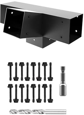 VoTwoofv 15 Degree Pergola Bracket kit 4x4,4-Way Right Angle Corner Bracket Woodworks Pergola kit for Wood Beam (Actual: 3.5 x3.5'') Outdoor Gazebos,Patio Pergolas,Log Cabins - 1Pack