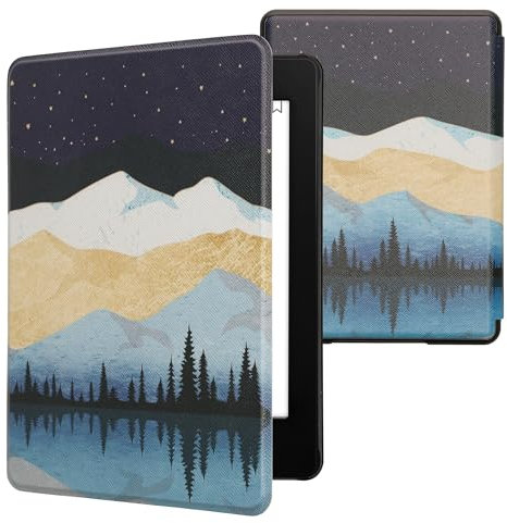 kwmobile Klapphülle kompatibel mit Amazon Kindle Paperwhite 11. Generation 2021 Hülle - Flipcase für Kindle Paperwhite Hülle mit Magnetverschluss - Sternenhimmel Nacht See