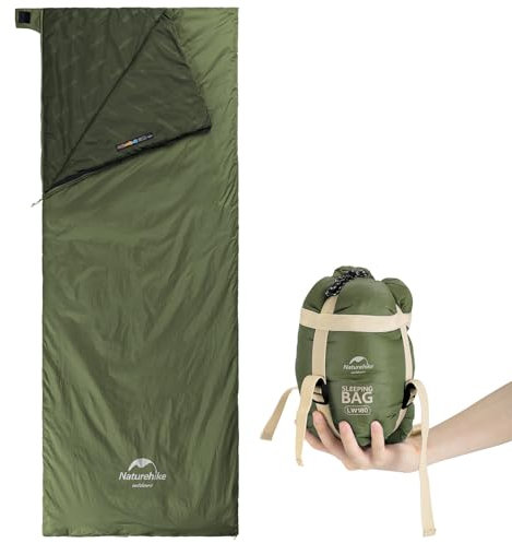 Naturehike Ultraleichter Sommerschlafsack, weicher Komfort, Reiseschlafsack, wasserdichter Schlafsack für Camping, Wandern – Armeegrün, 205 × 85 cm