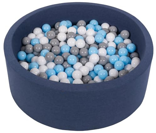Selonis Blanda Piscina De Espuma 90X30cm/300 Bolas para Bebé Niño Redonda, Azul Marino: Blanco/Gris/Azul Claro