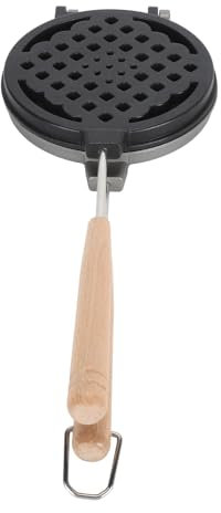 Stove Top Waffle Iron Stove Top Waffle Maker with Long Handle, Wood Aluminum Alloy Nonstick Waffle Maker Pan Double Sided 5.5inch Even Heat Distribution