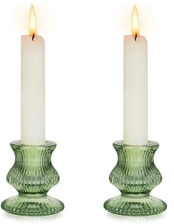 Romadedi Portacandele in vetro per candelabro, set di 2 bastoncini conici piccoli, per tavolo, cena, soggiorno, decorazione natalizia, centrotavola per matrimoni, feste dell'Avvento, primavera