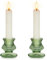 Romadedi Glas Kerzenständer Kerzenhalter Stabkerzen - 2er Set Klein Stabkerzenhalter Grün für Kerzen Hochzeit Tischdeko Modern Weihnachten Deko Adventskranz Wohnzimmer Party Frühling