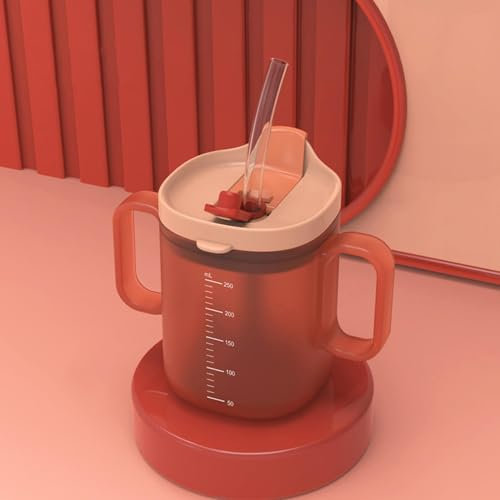 Gobelet à eau de 300 ml pour personnes âgées, gobelet anti-fuite, pour personnes âgées, 2 poignées, gobelet avec paille, tasse à bec avec couvercle, pour adultes, personnes âgées et grossesses