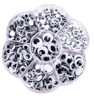 Buziba Ojos saltones autoadhesivos de plástico, ojos tambaleantes y ondulados, varios tamaños variados, ojos adhesivos para manualidades, decoración de álbumes de recortes (700)
