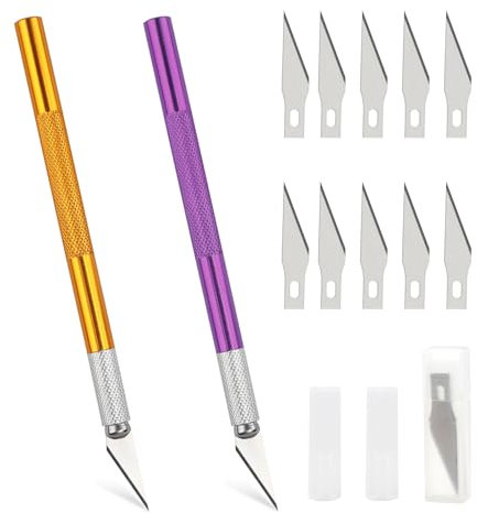 2 Precision Knife with 10 Replacement Blades,Hobby Knife Set,Ergonomic Aluminium Handle,Precision Professional Carving Knife for Art Cutting DIY Repair Model Tool kit