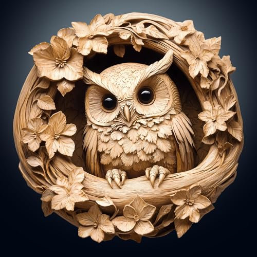 Holzpuzzle Erwachsene, 300 Teile Visuell 3D Eule Holz Puzzle Erwachsene, 34x34cm Wooden Puzzle, Unregelmäßige Einzigartige Puzzle, Holzpuzzle Tierform, Holz Puzzle Mit Box Aus Holz