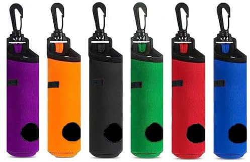 Anlising 6PCS Sac de Transport pour Balles de Golf, Golf en Néoprène Portable avec Clip, Sac de Transport pour Tees, Pochette Imperméable de Balles de Golf, pour Sacs Ceinture,Cadeaux Golf(6 Couleurs)