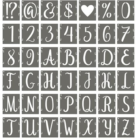 PATIKIL 6 Inch Alphabet Letter Stencils, 42Pcs Reusable Plastic Digital Templates Letters Numbers Symbol Interlocking for Crafts Wood Door Porch Wall White