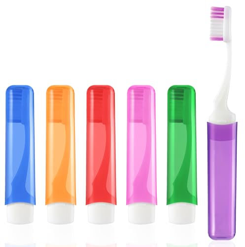 Lusofie 6 Stück Reise Zahnbürste Klappbar Zahnbürsten Set Reisen Mini Tragbare Reisezahnbürsten Faltbare Travel Toothbrush Klappbare Für Erwachsene Mundpflege Camping Wandern Schule Geschäftsreise