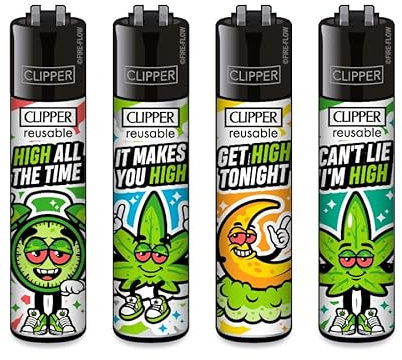 Clipper Feuerzeuge, Set mit 4 Stück, außergewöhnliche Motive (420 Mix #10)