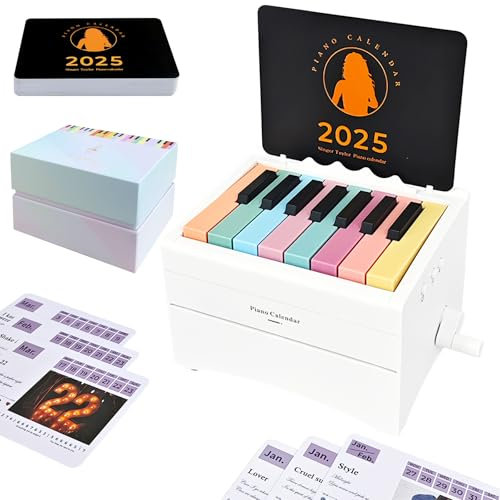 Klavierkalender 2025 Tischkalender, Spielbares Klavier 2025 Tischkalender, Swift Mini Piano Kalender mit 52 Notenpunkten, Mini Piano Kalender 27 Karten, Geschenke für Swift Fans Home Decor (Weiß)