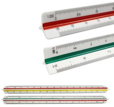 GIUSOBG 2 Stücke Architektonisches Lineal 30cm Aluminium Maßstab Lineal, Metrische Skalen 1:20 1:25 1:50 1:75 1:100 1:125/1:100 1:200 1:250 1:300 1:400 1:500 für Architekten, Ingenieure (Kunststoff)