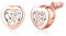 Heart Initial Stud Earrings 14K Rose Gold Plated CZ Hypoallergenic Alphabet Letter Initial Earrings Birthday Gifts for Women (Rose Gold S)