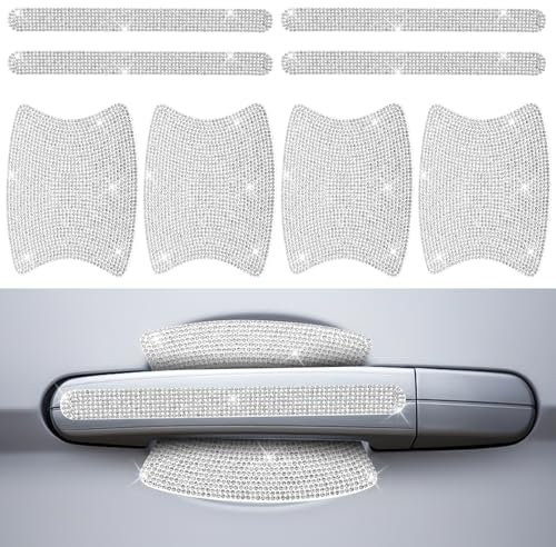8 Stück Auto Türgriff Schutz Silber Kristall Autotürgriffe Kratzschutz Aufkleber Glitzer Schutzfolie Anti Scratch Universelle Lackschutzfolie Schutzaufkleber für Griffmulden und Griffschalen