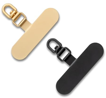 CHUQING Lot de 2 patch de chaîne de téléphone portable universel Patch pour cordon de téléphone portable Or et noir