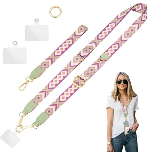 ONEKERUN Cordon Telephone Portable Laniere Universelle Dragonne Amovible Lanyard Téléphone Sangle Sac Bandouliere Large Collier Réglable avec 2 Patchs pour Smartphones Appareil Photo