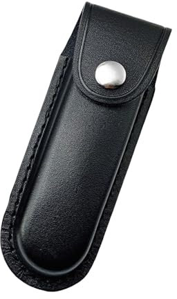 Messertasche für Gürtel,Messerscheide Leder,Messertasche Leder,Messer Taschen 13.2cm,Klappmesser Taschenmesser Hülle mit Druckknopf und Gürtelschlaufe,Aschenmesserscheide Taschenmesseretui Schwarz