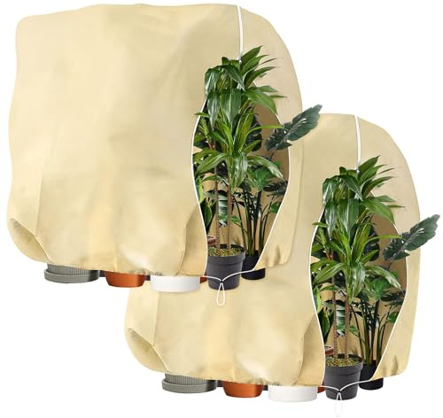 DBREAKS 2 Stück Winterschutz für Pflanzen mit Reißverschluss 250x360cm Frostschutzhaube Atmungsaktiv Wiederverwendbar Für Bäume Kübelpflanzen Palmen Winterabdeckung