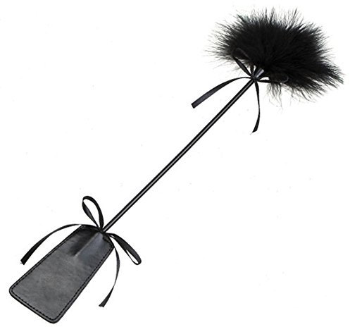Accessoire de costume en cuir et chatouilleur en plumes (noir)