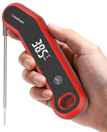 Meatmeet S1 Digital Meat Thermometer, 0.5s Instant Read Food Probe | ±0.3℃ Accuracy, IP67 Waterproof, LED Auto-Rotate Display, Motion Wake‑up, Magnetic Back, for Kitchen BBQ Grill